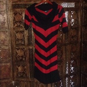 Red and black long sweater shirt / dress